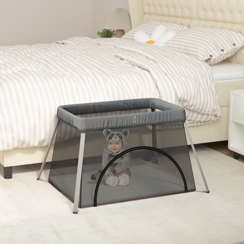 Linen Baby Playpen with Mattress