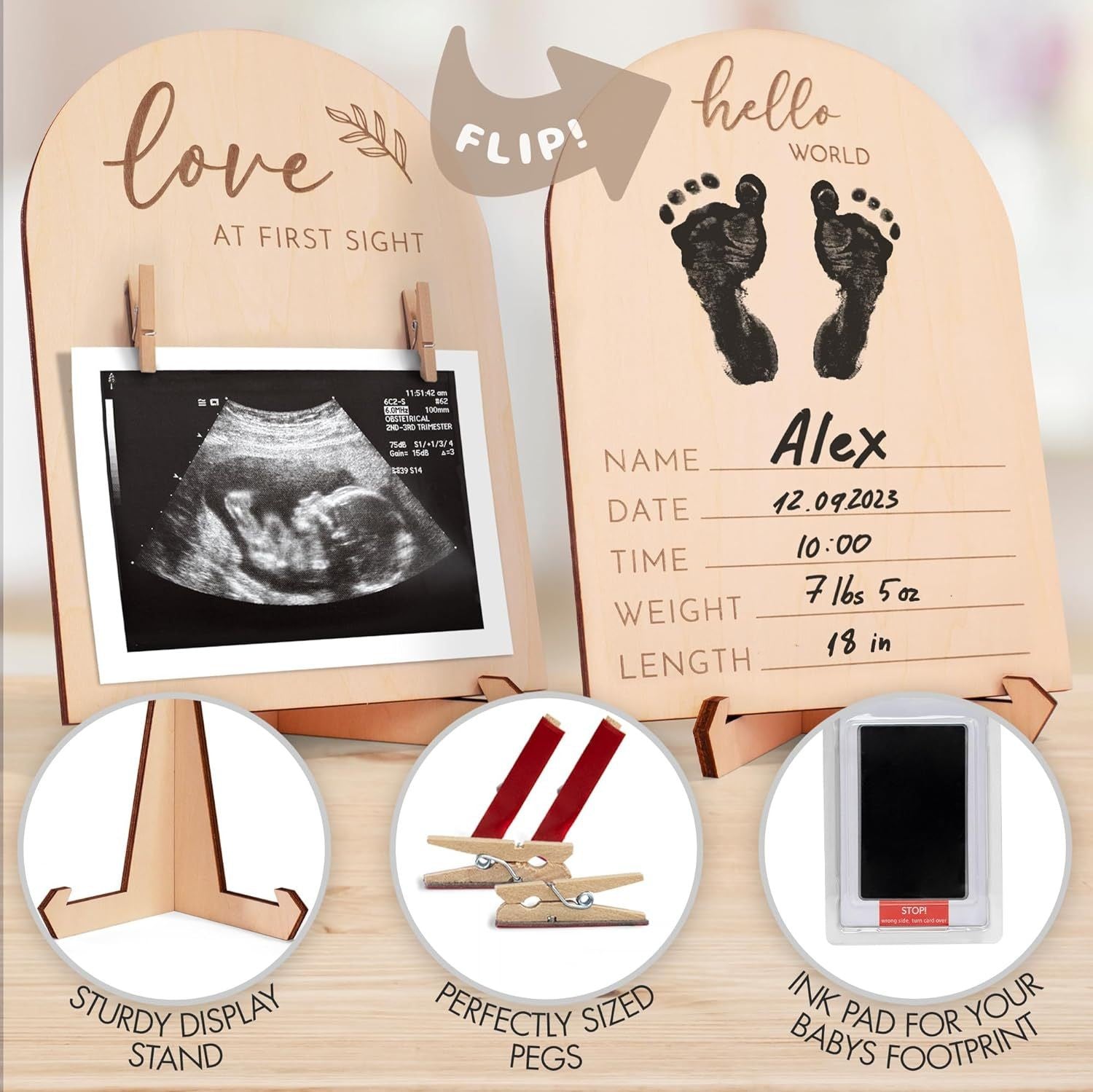 Hello World — Double-Sided Ultrasound Keepsake Frame