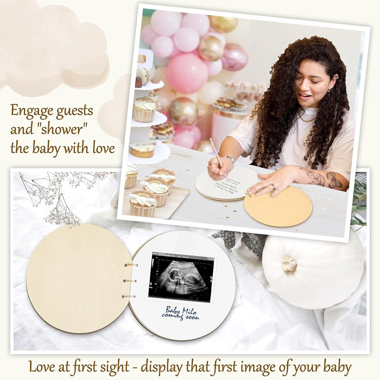 Welcome Baby Wooden Guest Book